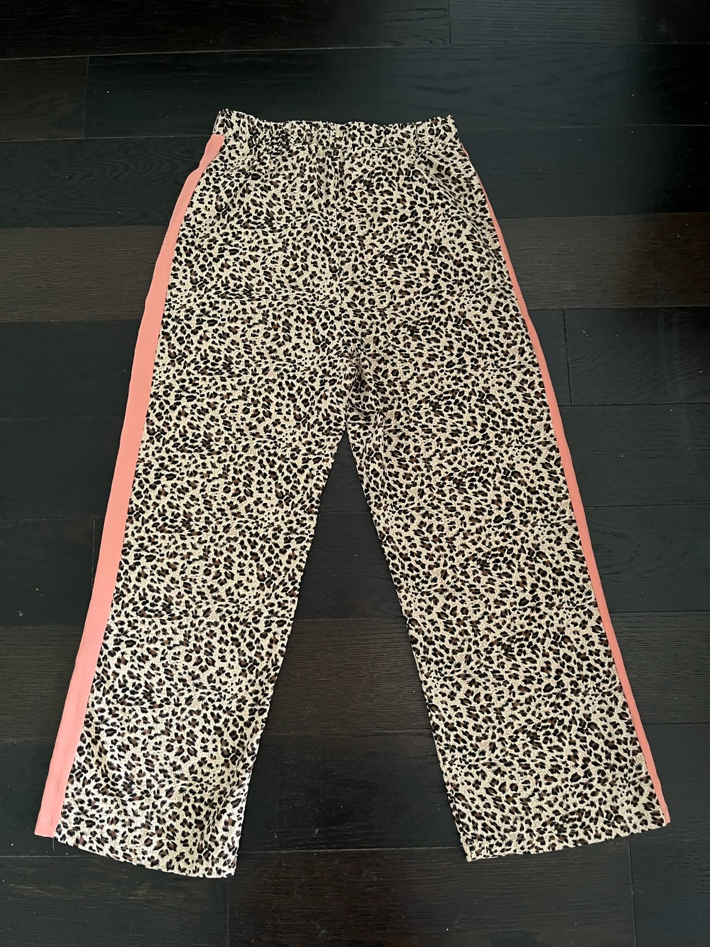 BB Dakota Leopard Print Crop  Wide Leg Pants with Pink Side Stripe Size XS